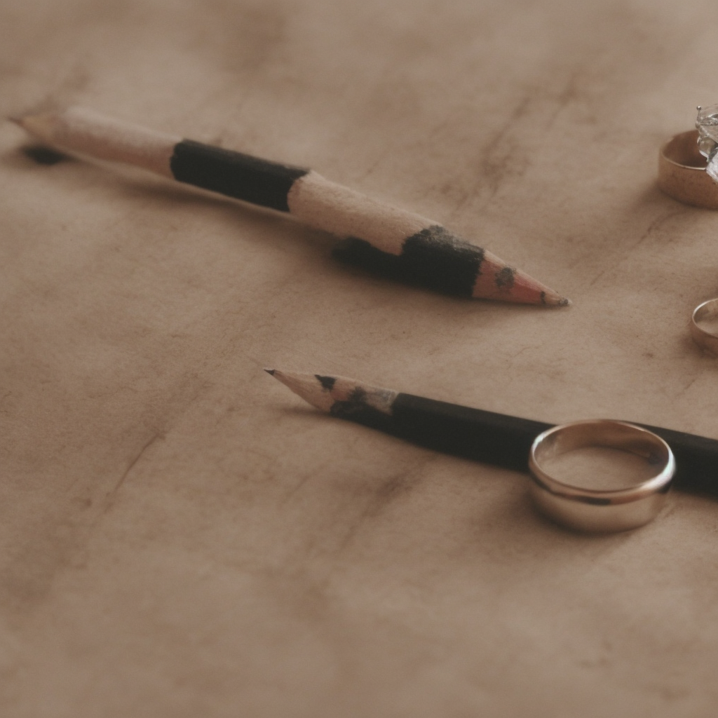 A wedding ring sitting next to a pencil in ancient egypt, on the television show the office, highly detailed